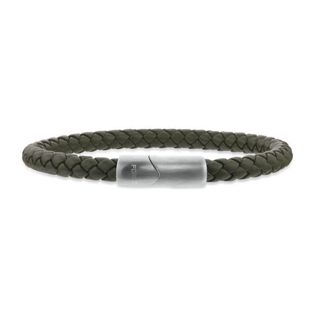 Force armbånd grønt læder m. stål lås 19 cm