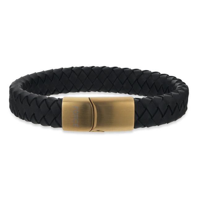 Force armbånd sort læder m. fg. stål lås 21 cm