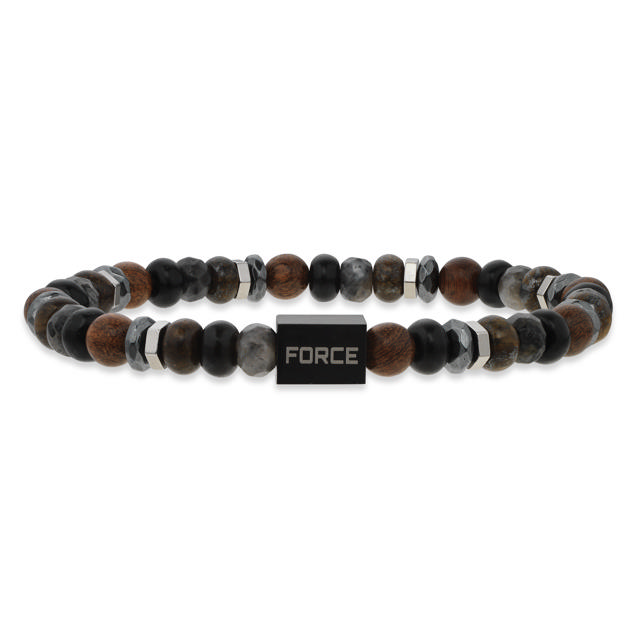 Force armbånd hæmatit/onyx/træ 23 cm