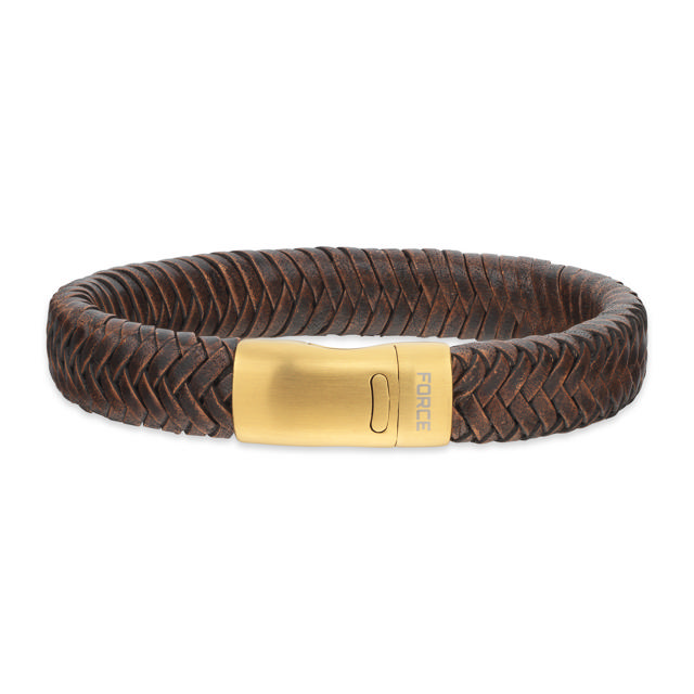 *Force armbånd brunt læder fg stål lås 21cm