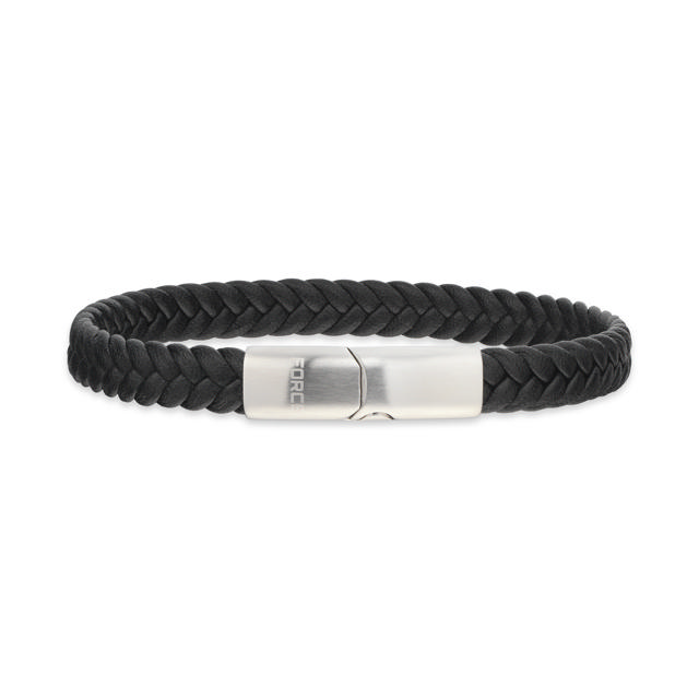 *Force armbånd sort læder stål lås 23 cm