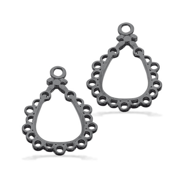 Vedh.-ørebøjler dråbe sølv sort rh.