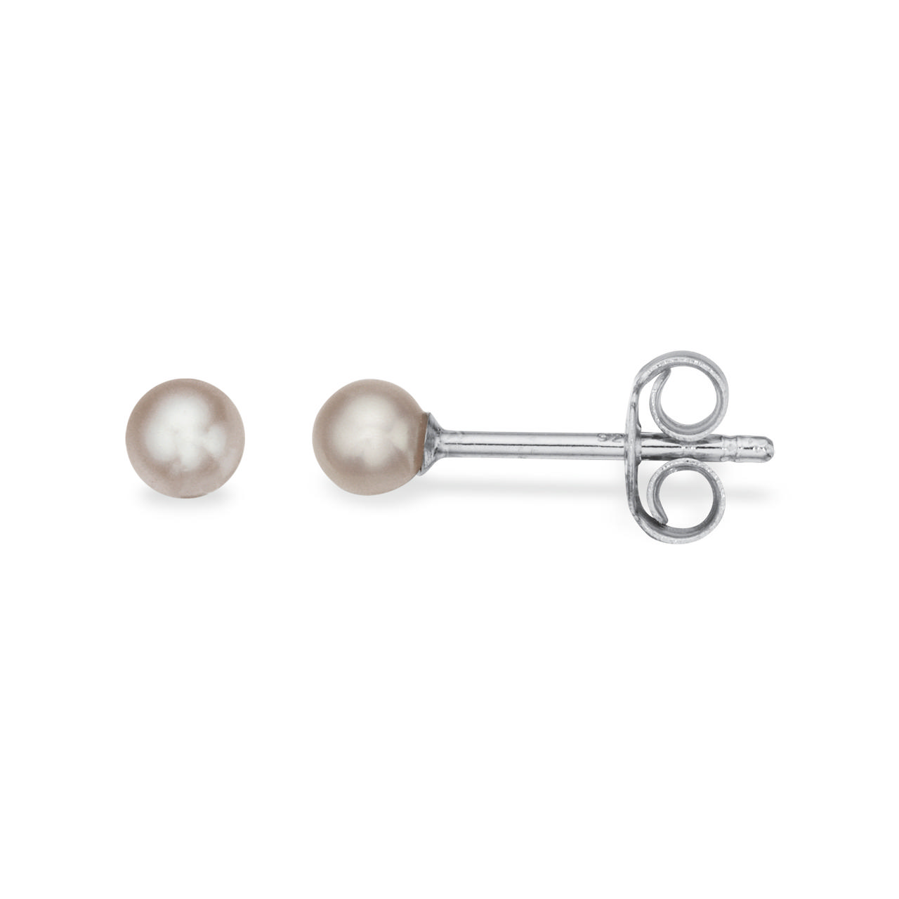 Silver pearl stud. fwp 3/4 round  4,-4,5 mm