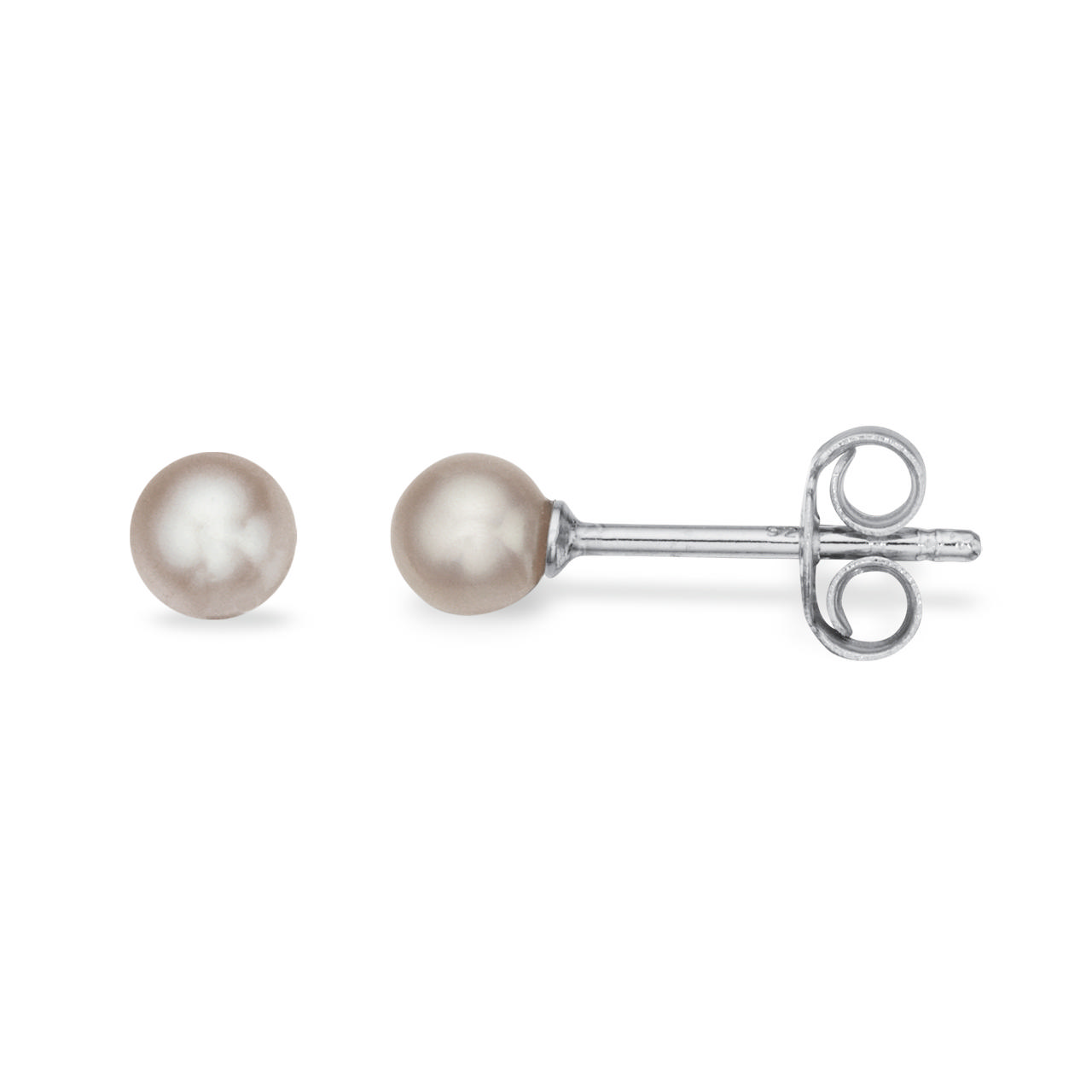 Silver pearl stud. fwp 3/4 round  5-5,5 mm