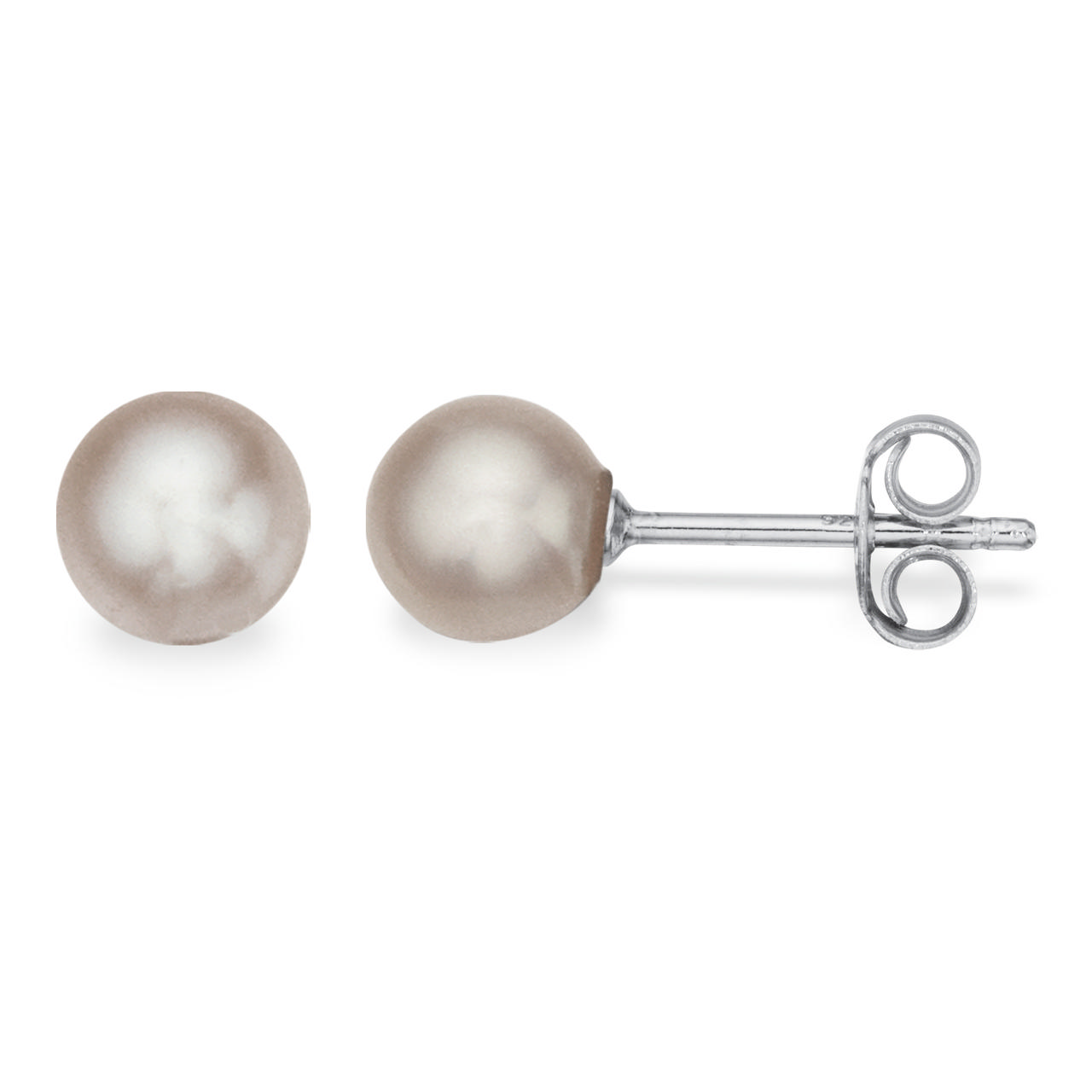 Silver pearl stud. fwp 3/4 round  8-8,5 mm