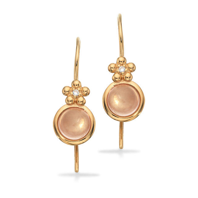 PrimaVera ørebøjler syn.zir./rosa quartz 14 kt.