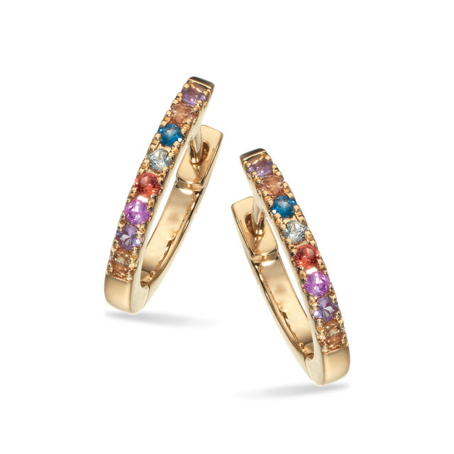 Dazzling clip-creoler Rainbow safir 0,28 14 kt.