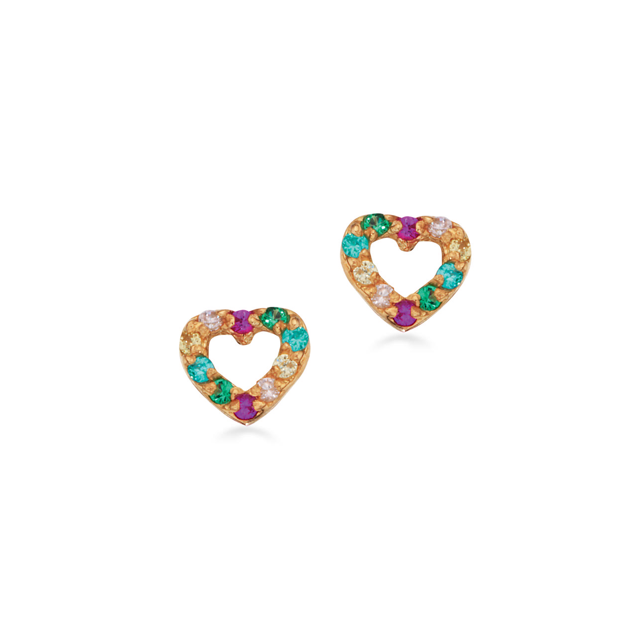 Ørepynt hjerte rainbow syn. cubic zir. 8 kt.