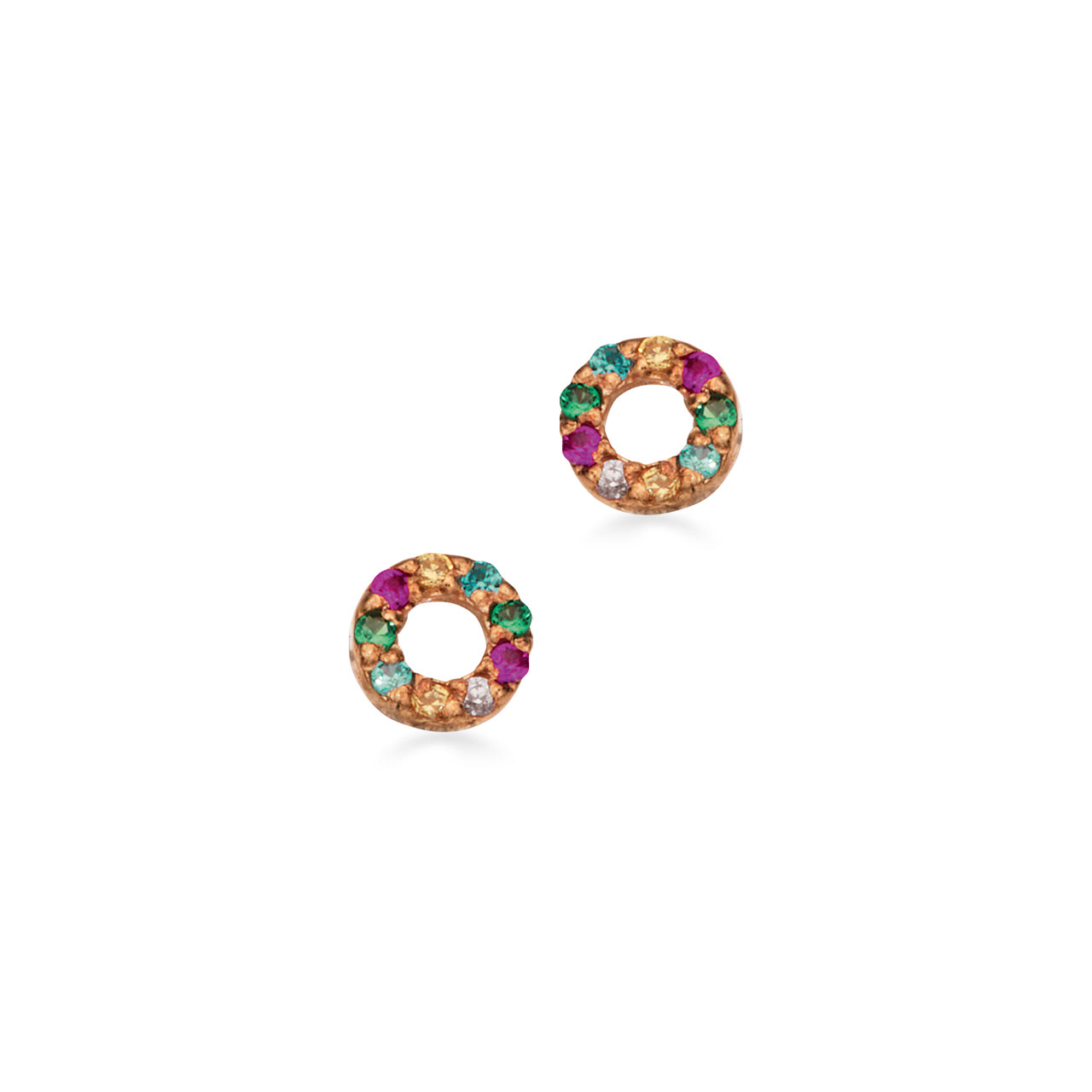 Ørepynt cirkel rainbow syn. cubic zir. 8 kt.
