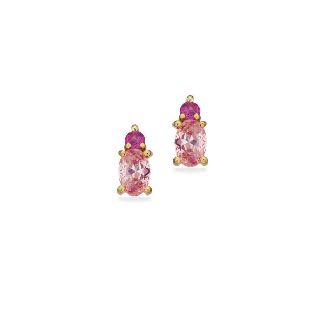 Øreringe rosa/pink cubic zir. 8 kt.