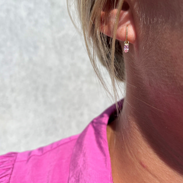 Creoler rosa cubic zir. 8 kt.
