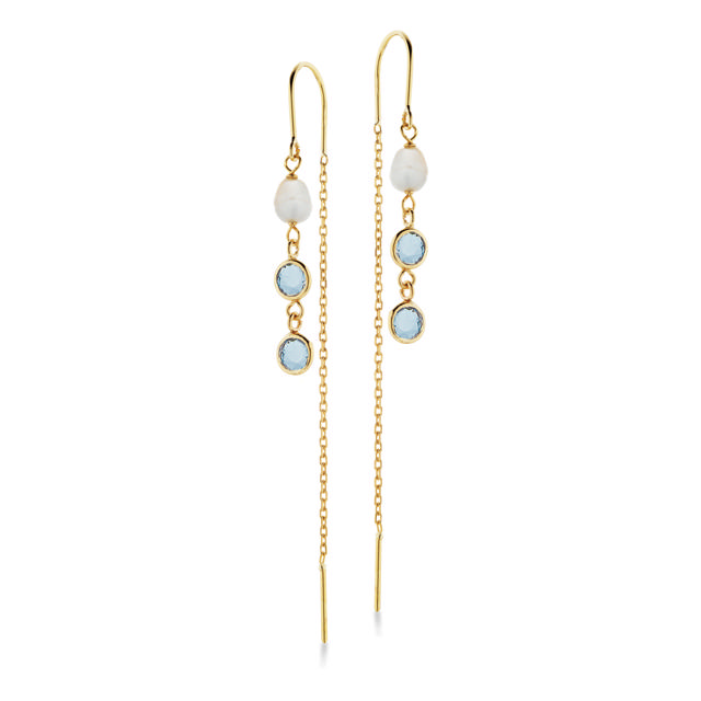 Ørebøjler fkp./aqua cubic zir. 9 kt.