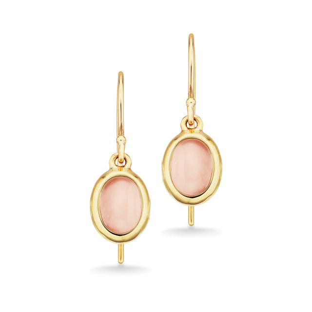 Ørebøjler rosa quartz 8 kt.