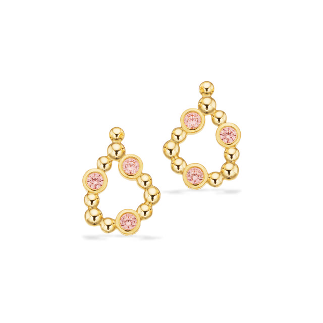 Øreringe pink cubic zir. 8 kt.