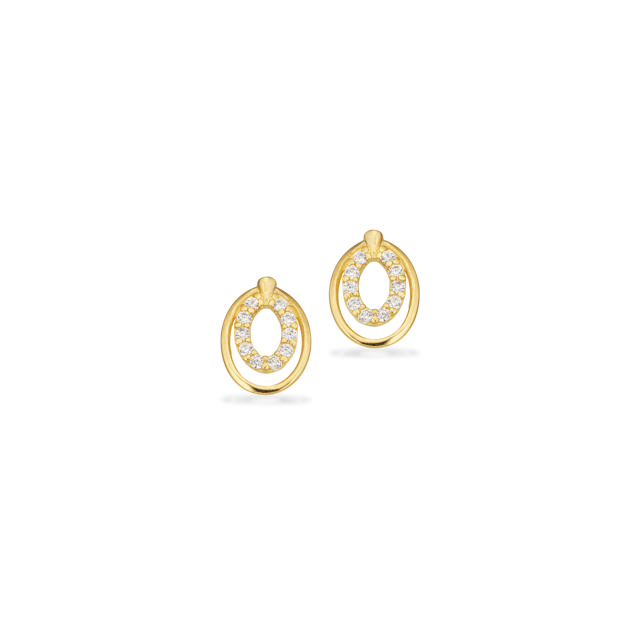 Øreringe oval cubic zir. 8 kt.