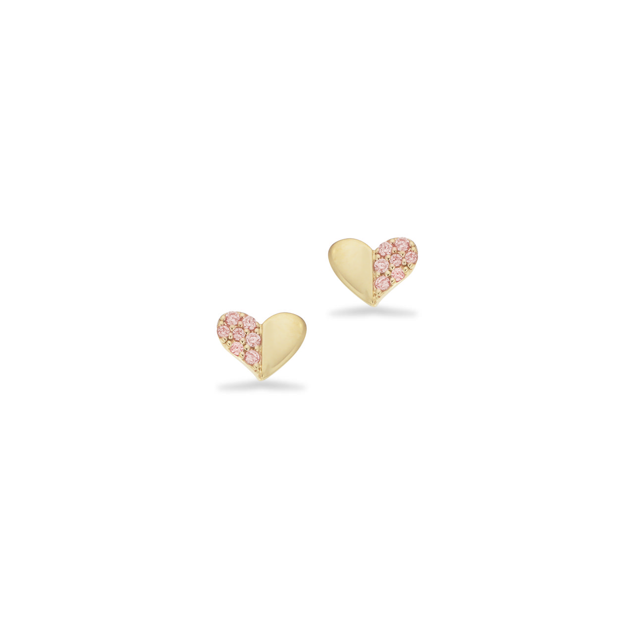 Øreringe hjerter rosa cubic zir. 8 kt.