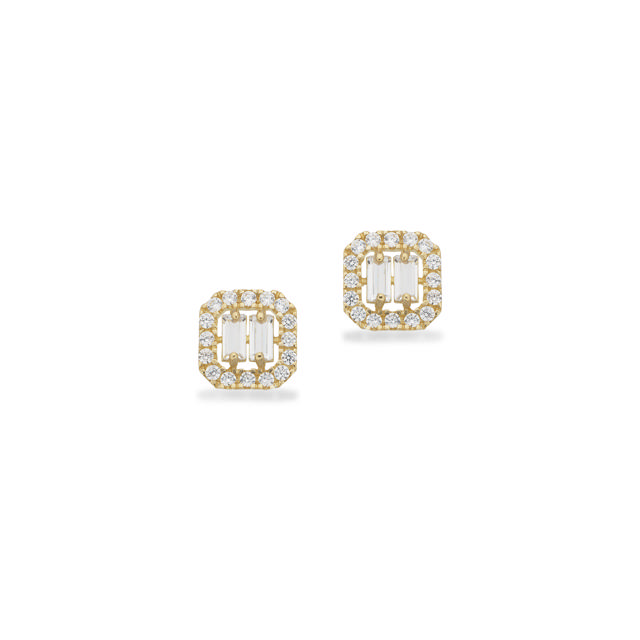 Øreringe baguette cubic zir. 8 kt.