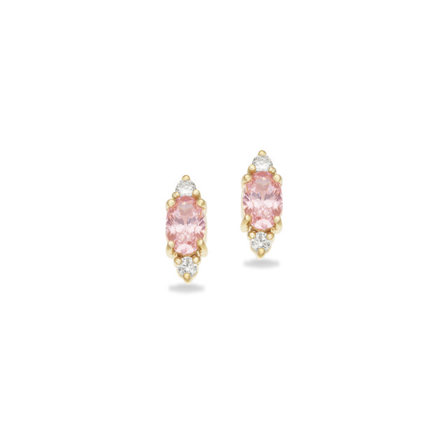 *Øreringe rosa/hvid cubic zir. 8 kt.
