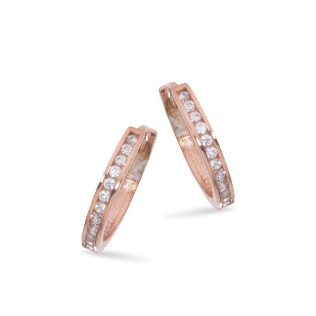 Clip-creoler 2 x 13 mm. syn.zir. rosé fg. sølv