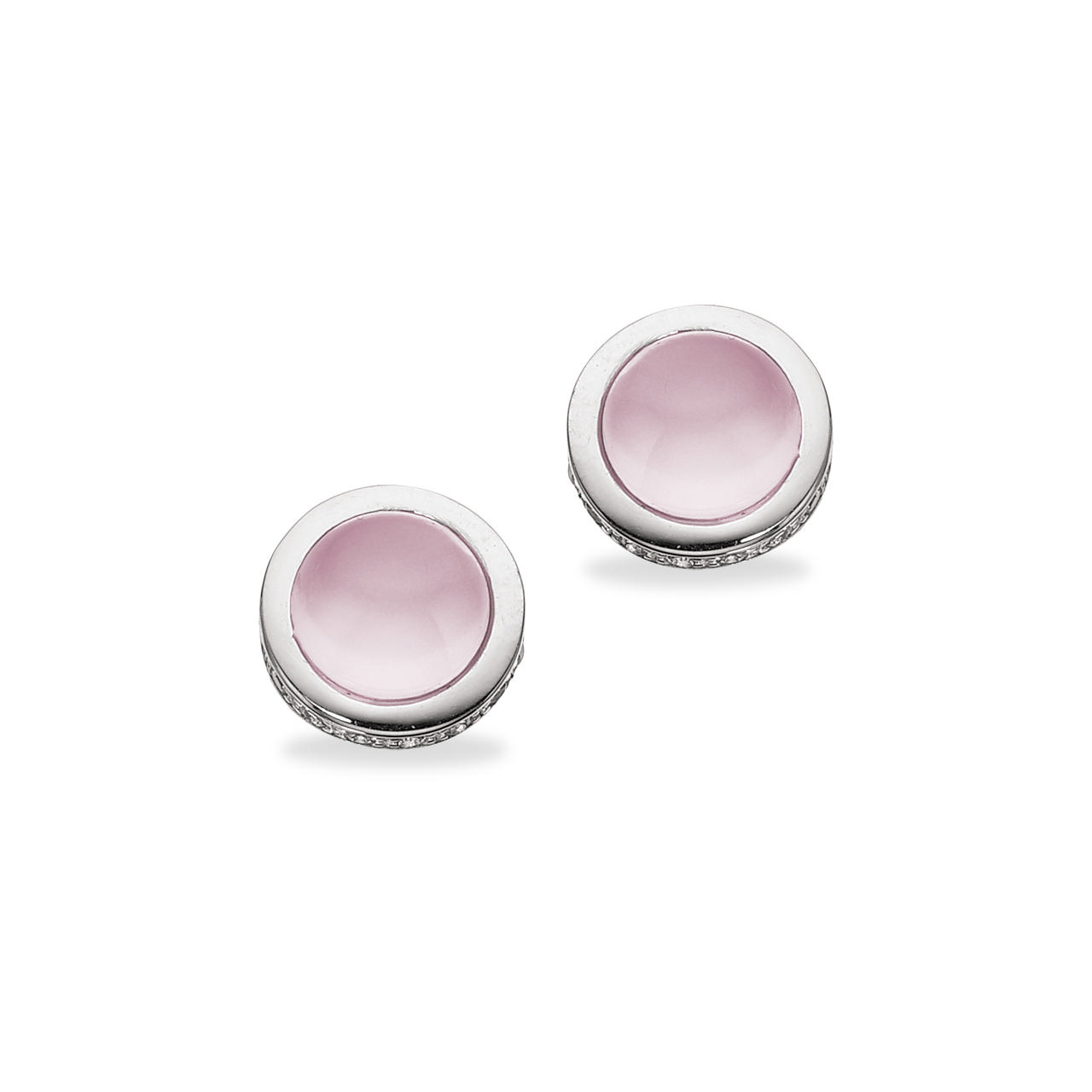 Ørepynt rosa quartz syn. cubic zir. sølv rh.