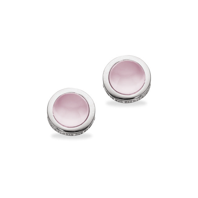 Ørepynt rosa quartz syn. cubic zir. sølv rh.