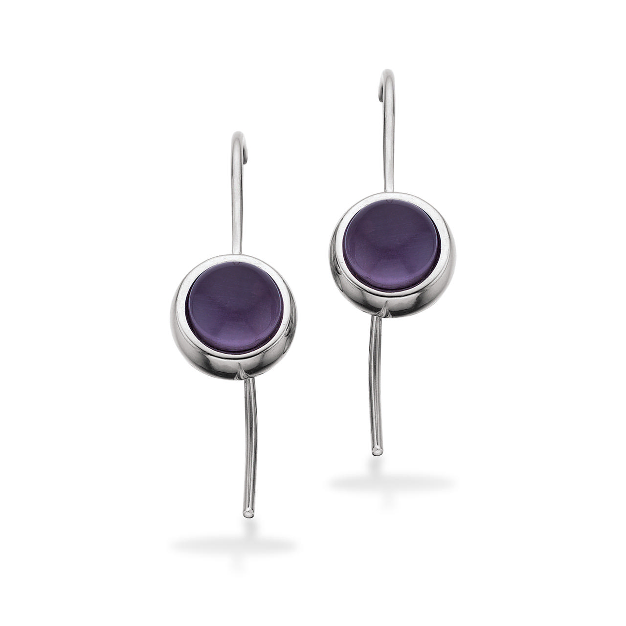 Ørebøjler ametyst sølv rh.