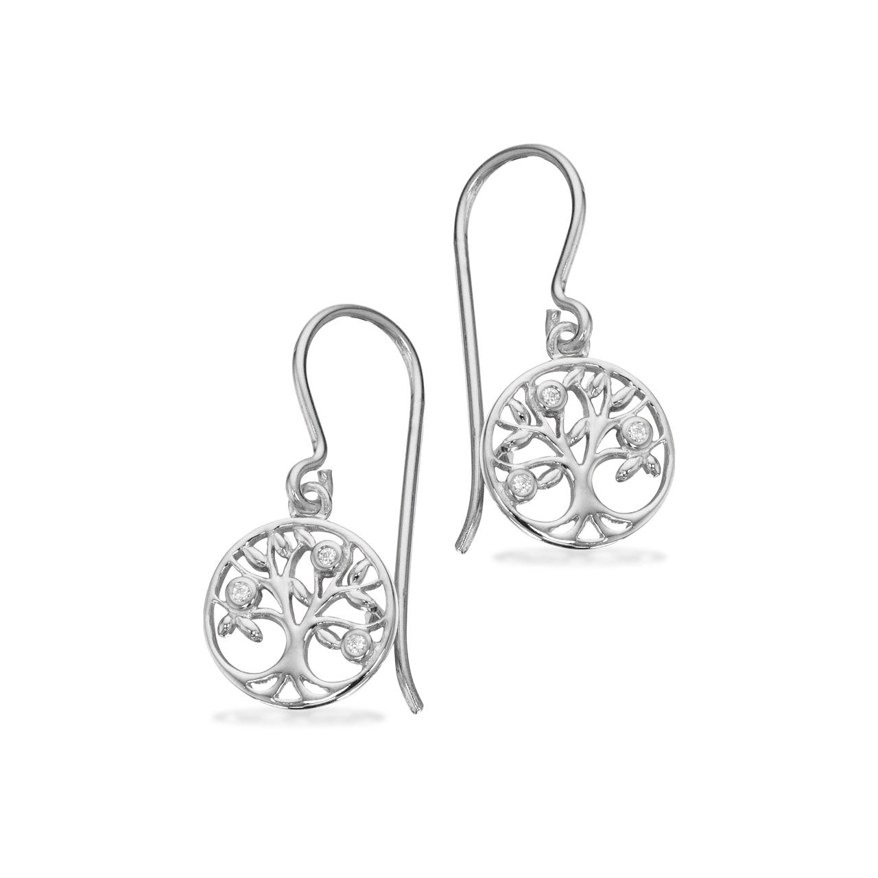 Ørebøjler Livets Træ syn. cubic zir.  sølv rh.