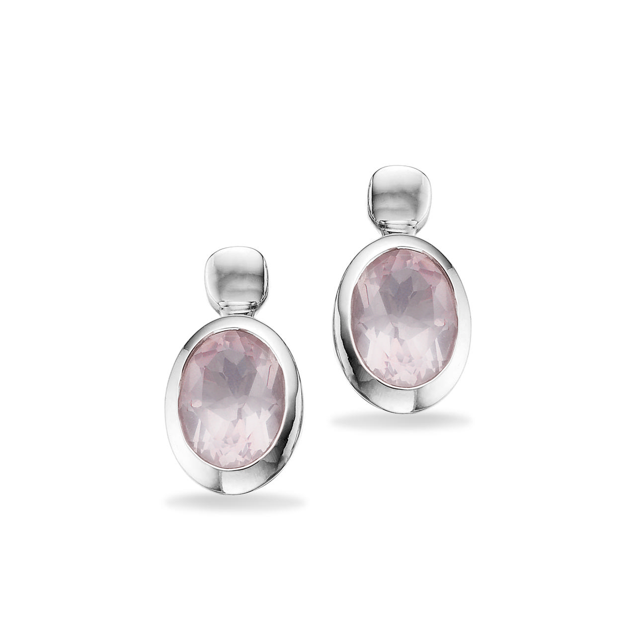 Ørepynt rosa quatz sølv rh. 