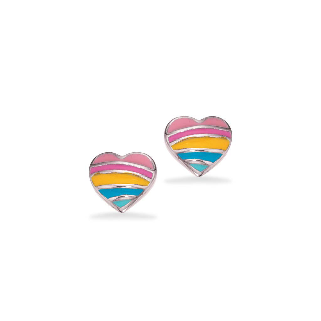 Earsticks rainbow heart 925