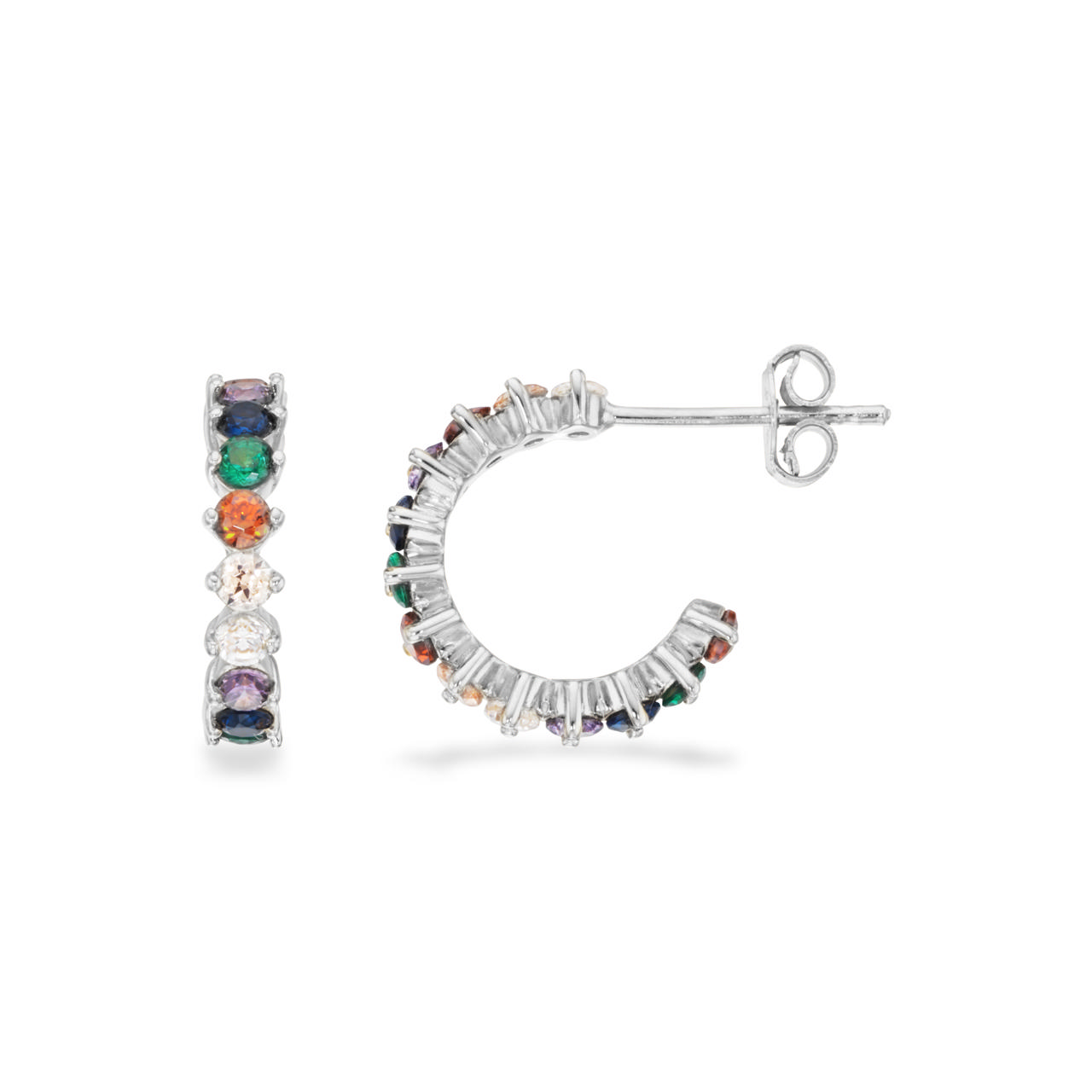 SoHo halvcreoler rainbow cubic zir 13 mm sølv rh
