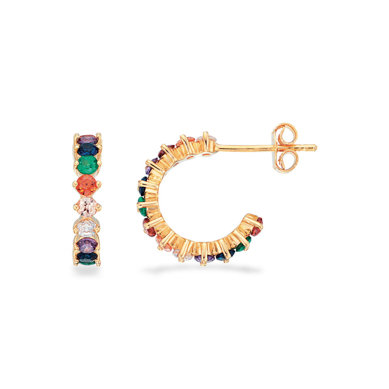 SoHo halvcreoler rainbow cubic zir 13 mm sølv fg