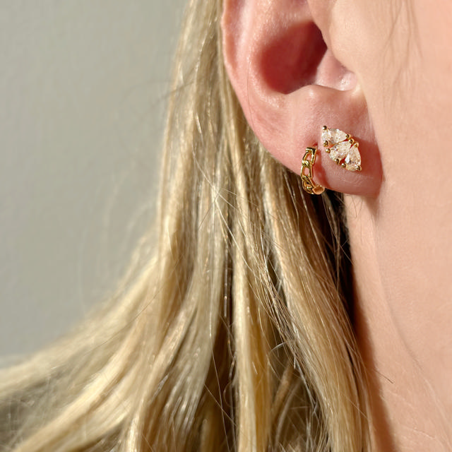 Singles ørering cubic zir. sølv fg.