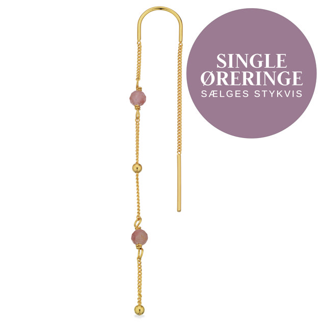 Earchain pink tourmaline 925 goldplated