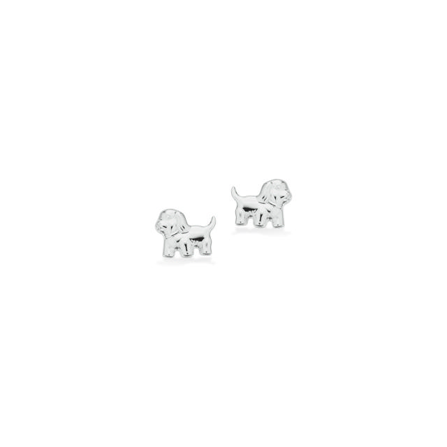 *Børne øreringe hund sølv