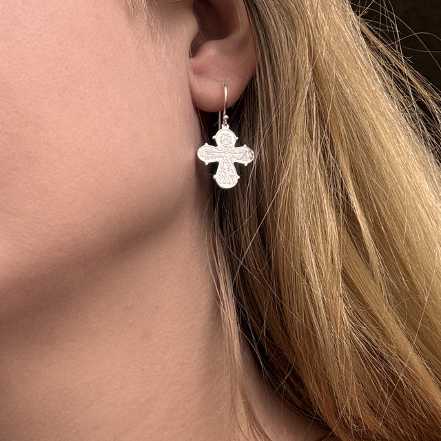 *Ørebøjler Dagmarkors 18 x 16 mm sølv 