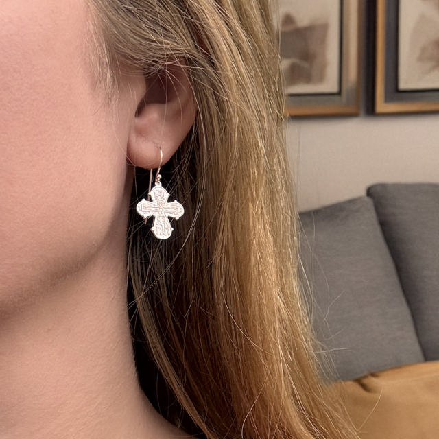 *Ørebøjler Dagmarkors 18 x 16 mm sølv 