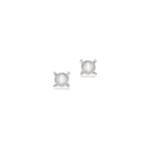 *Øreringe 4 mm. perler m. grabber sølv 