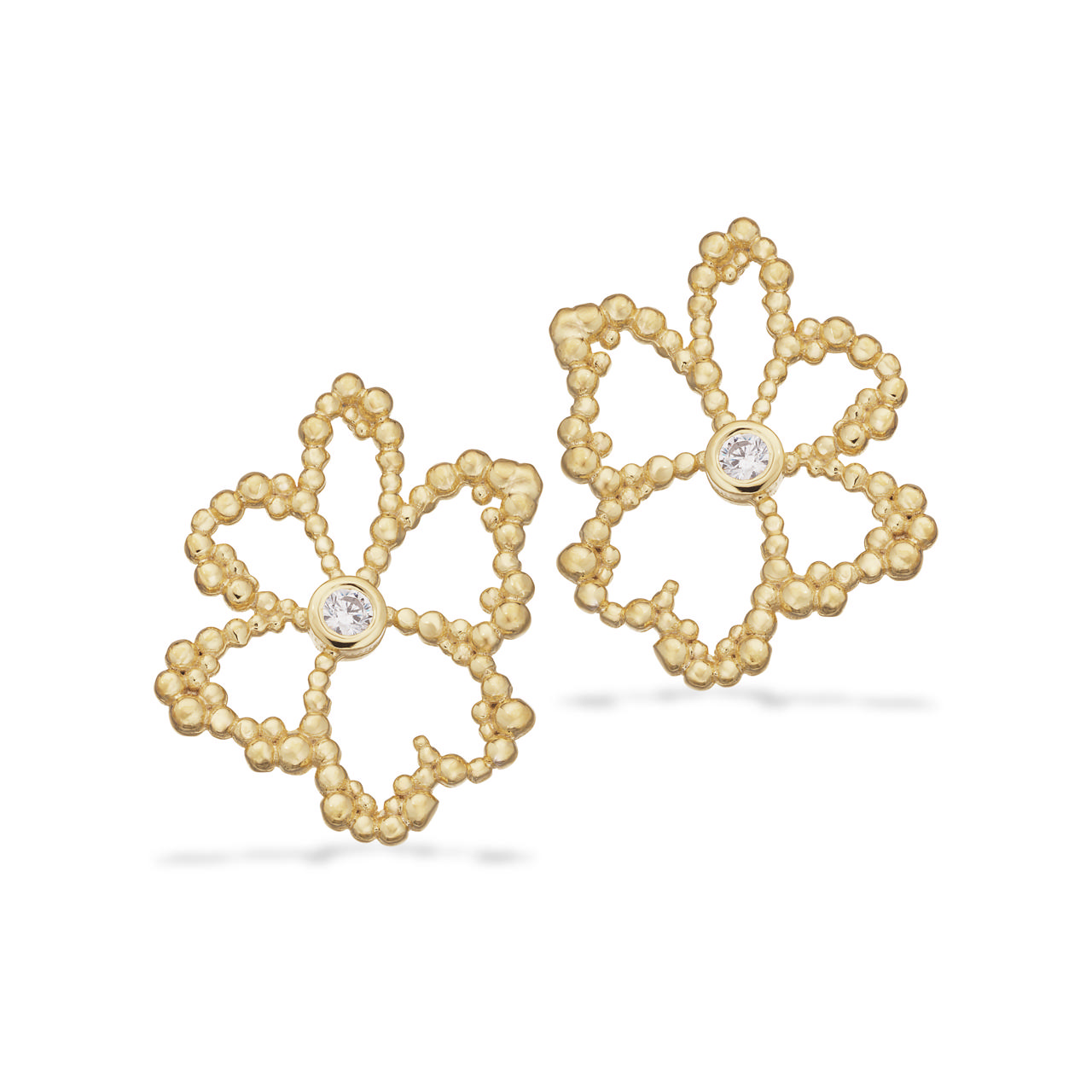 *Øreringe blomst cubic zir. sølv fg.