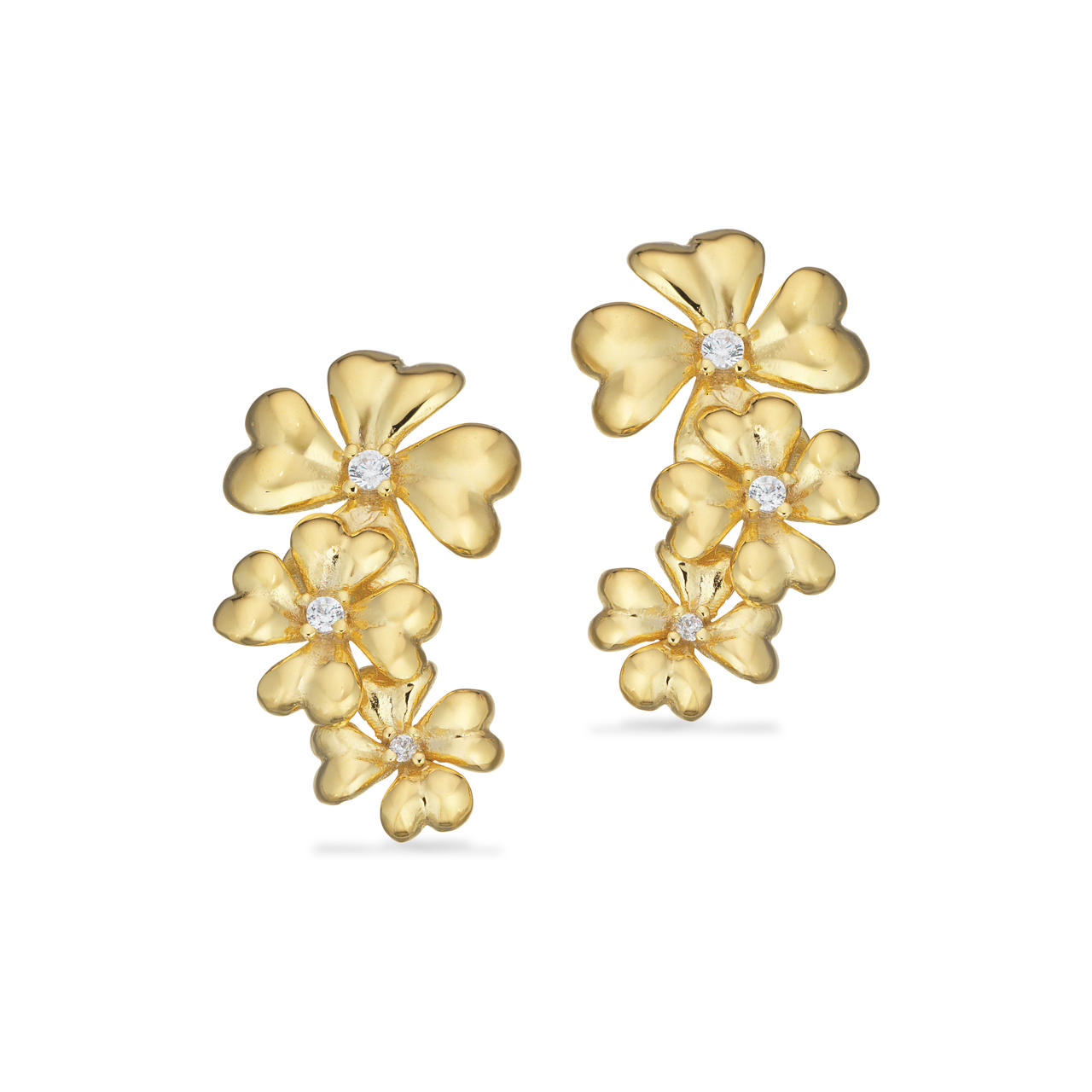 *Øreringe blomster cubic zir. sølv fg.