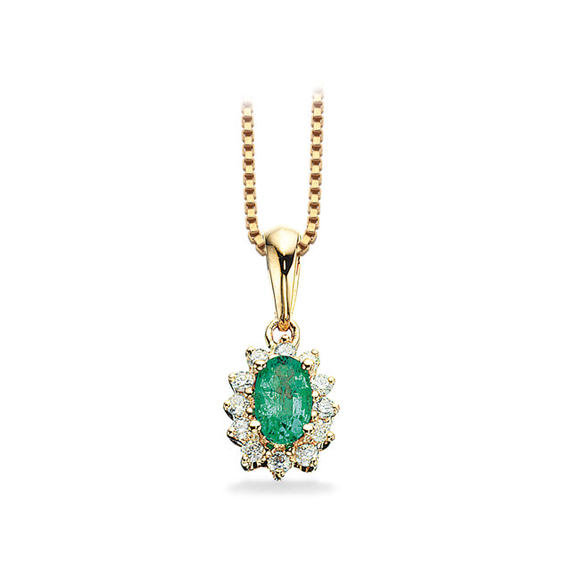 Pendant 0,10 H-W/SI emerald 585 yellow