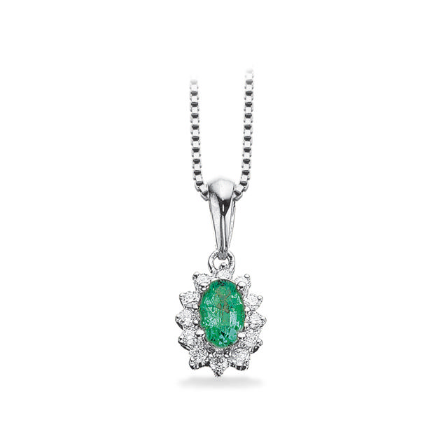Pendant 0,10 H-W/SI emerald 585 white