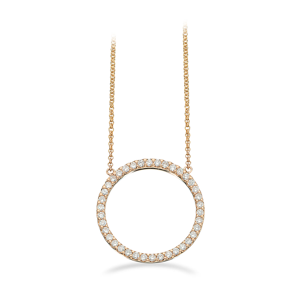 Dazzling cirkel vedhæng 0,34 H-W/SI med kæde 14 kt
