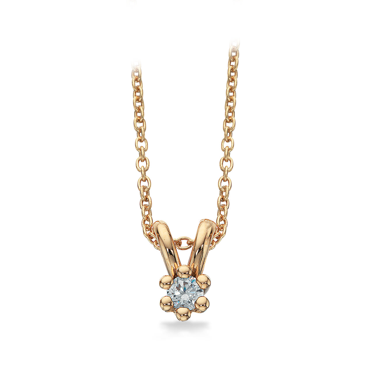 Vedhæng syn.zir. 8 kt. m/ sølvkæde