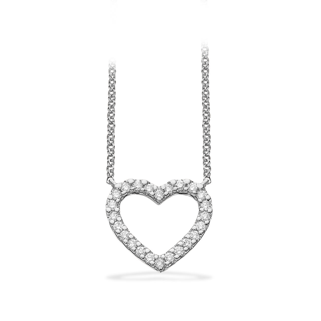 Dazzling Hjerte  0,15 H-W/SI 14 kt. m/ guldkæde