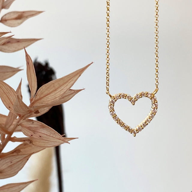 Dazzling Hjerte  0,25 H-W/SI 14 kt. m/ guldkæde