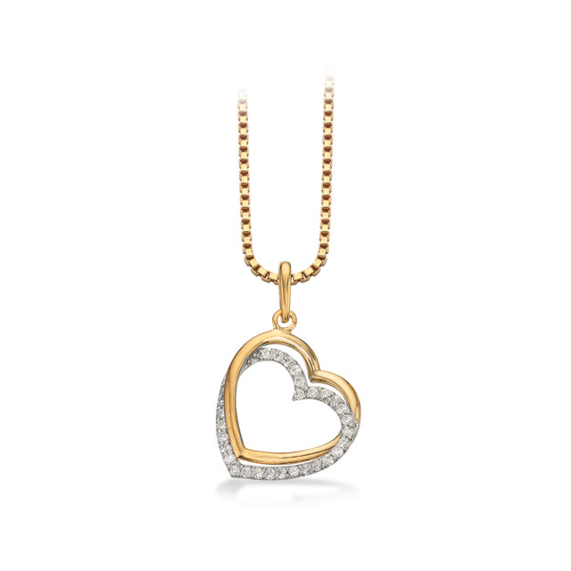 Vedhæng hjerte syn.zir. 8 kt. m/ sølvkæde