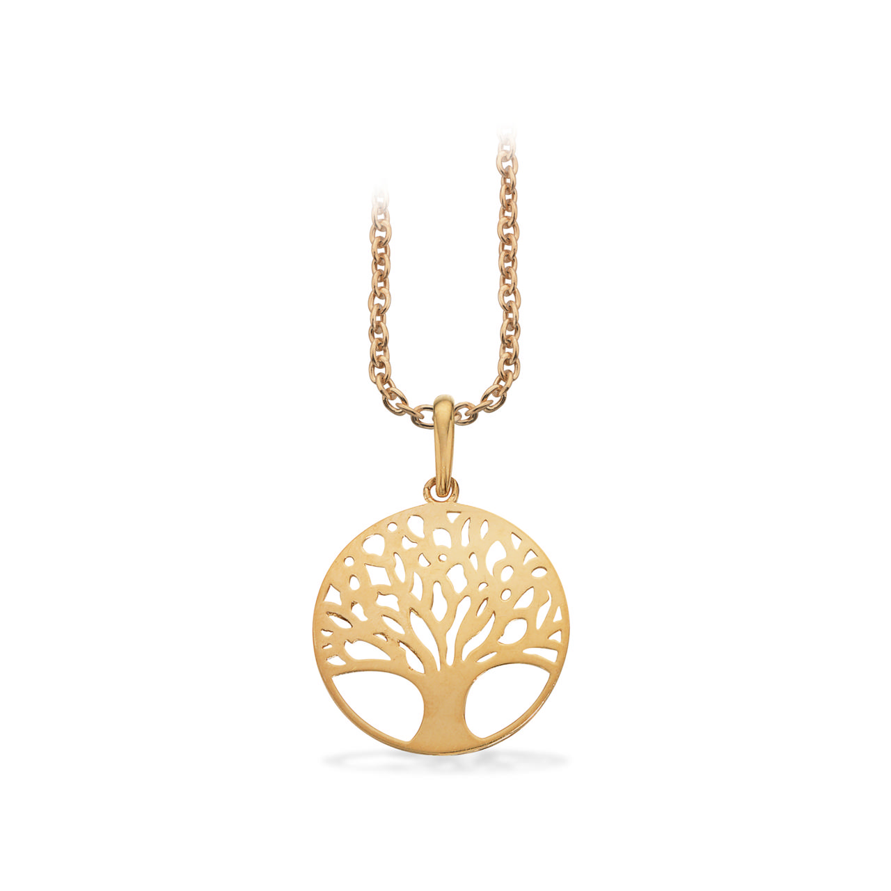 Vedhæng Livets Træ 13 mm. 8 kt. m/ sølvkæde