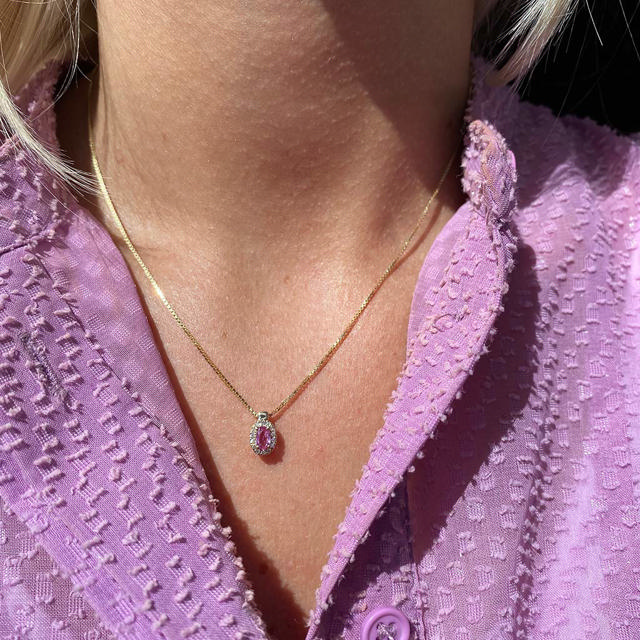 Pendant 0,07 H-W/SI Pink sapphire 585 yellow