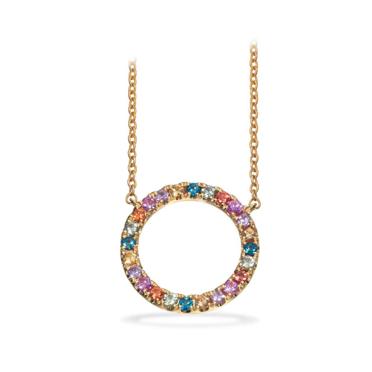 Dazzling vedhæng Rainbow safir 0,50 m/kæde 14 kt