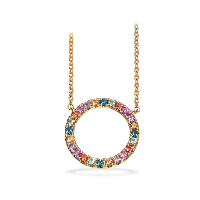 Dazzling vedhæng Rainbow safir 0,50 m/kæde 14 kt